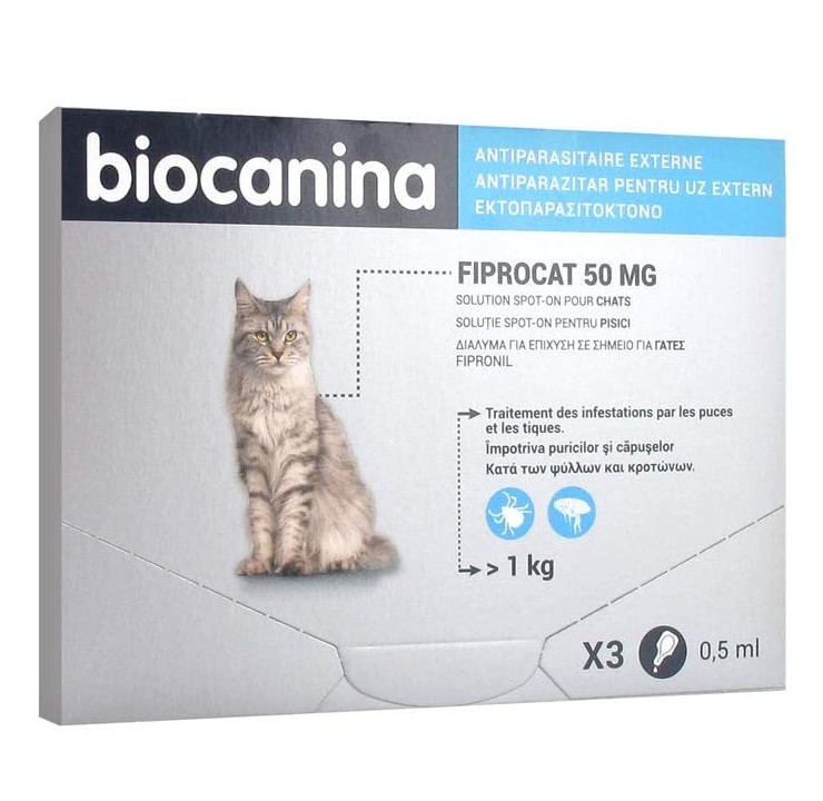 Biocanina Fiprocat 50mg Chat Spot-on 3 Pipettes